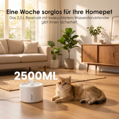 Katzenbrunnen leise – 2,5 L, Filter, BPA-frei