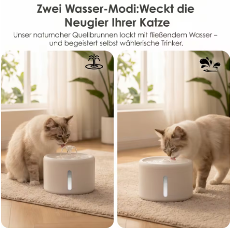 Katzenbrunnen leise – 2,5 L, Filter, BPA-frei
